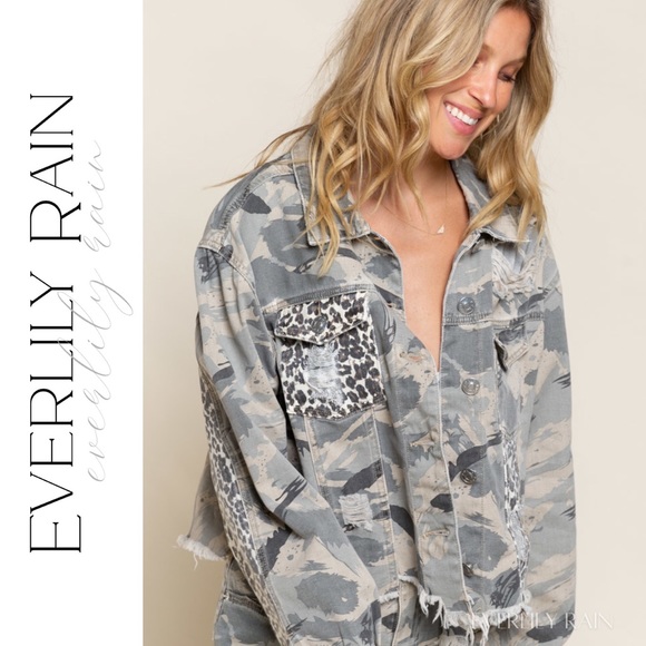 POL Camo and Leopard Print Distressed Jacket - Picture 9 of 13
